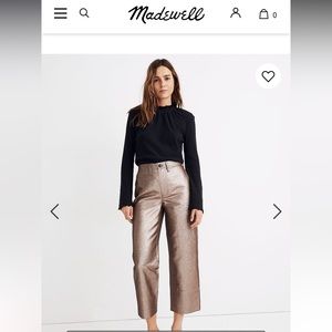 NWOT Madewell Slim Emmett Wide Leg Crop Pants in Metallic Bronze Sparkle size 26